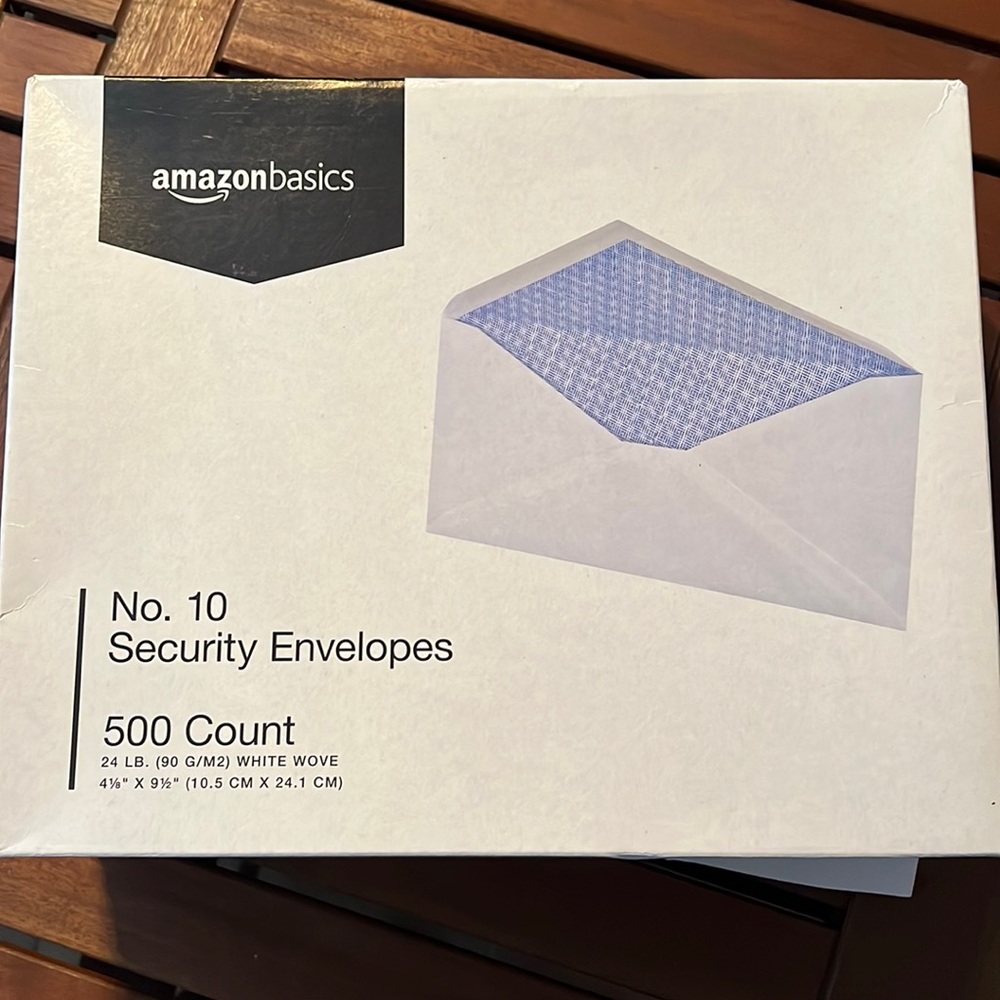 Amazon Basics #10 Security Tinted Business Envelopes, Moisture Sealed